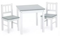 KLUPŚ stolik+dwa krzesełka JOY biały-szary